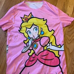 Adult Large Pink Princess Peach Graphic 3D Print Crewneck T-Shirt